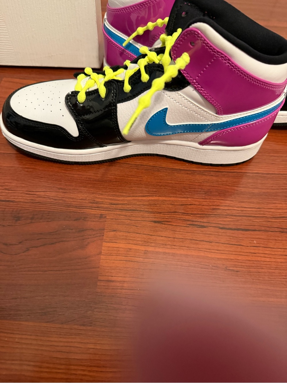 Nike Kids High-Top Sneakers - White Black Pink Blue Neon Yellow